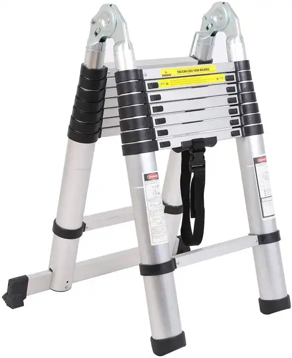 Telescopic Ladder 330LB Load Capacity Durable Extension Ladder with 16 Anti-Slip Pedals